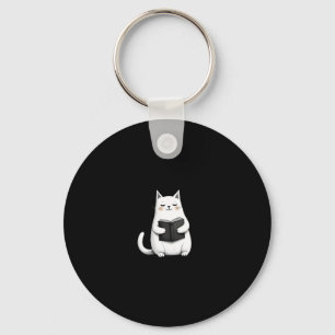 Reading Cat Funny Cat Book Lover Key Ring