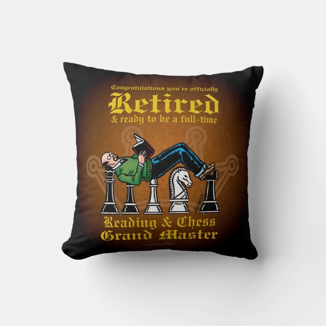 Reading & Chess Grand Master Throw Pillow (Front)