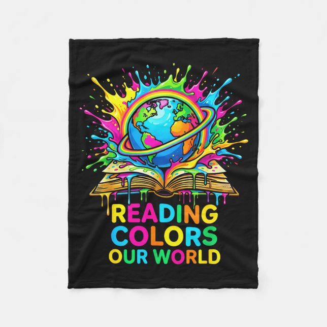 Reading colours our world space astronaut  fleece blanket (Front)