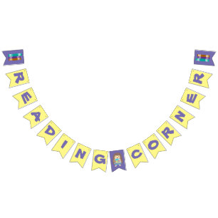 Reading Corner Bunting Flag Banner with hedgehog