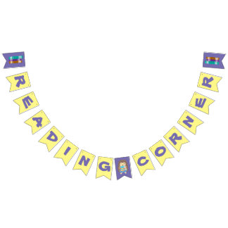 Reading Corner Bunting Flag Banner with hedgehog