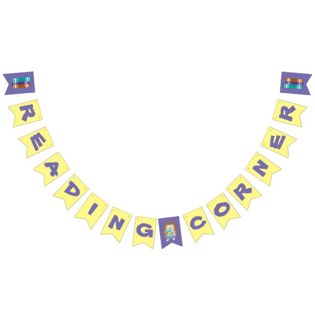Reading Corner Bunting Flag Banner with hedgehog (All)