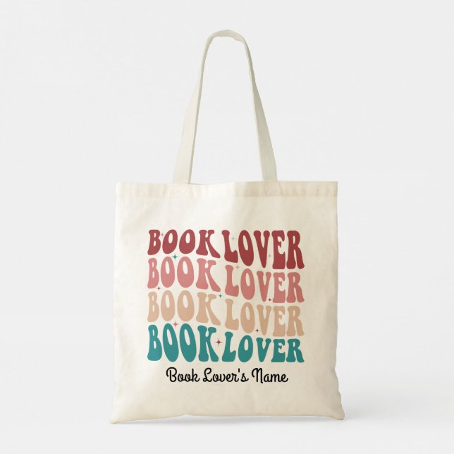 Reading Custom Book Lovers Name Text Gift Tote Bag (Back)