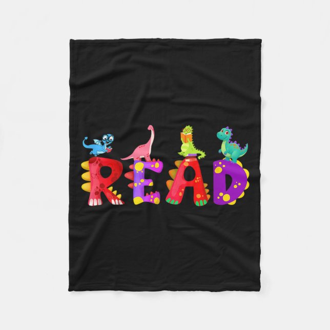 Reading dinosaur funny t rex dino book lover  fleece blanket (Front)