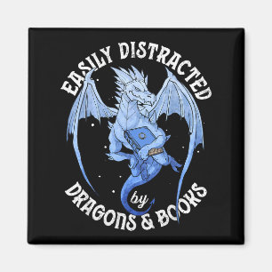 Reading dragon easily distracted by books lover magnet