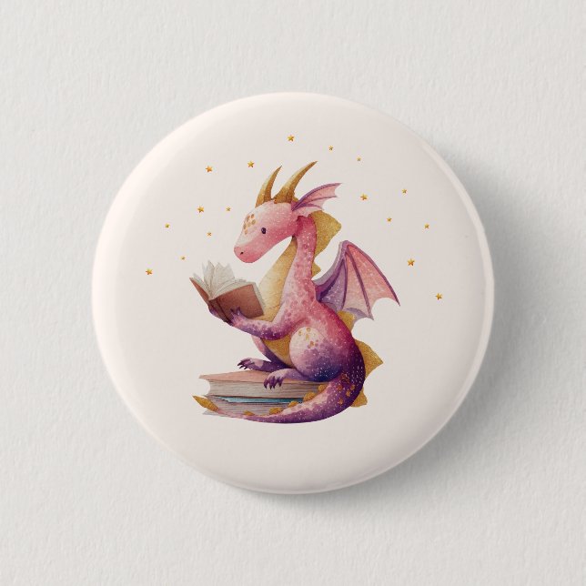 Reading Dragon Round Button – Custom Background (Front)