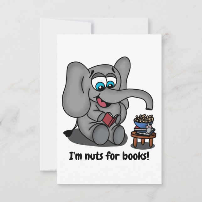 Reading Elephant: I'm Nuts for Books Save The Date (Front)