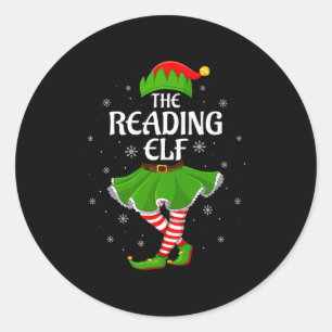 Reading Elf Christmas Family Girls Women Elf Squad Classic Round Sticker