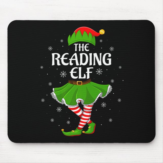 Reading Elf Christmas Family Girls Women Elf Squad Mouse Mat (Front)