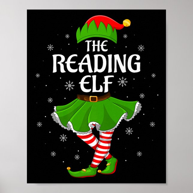 Reading Elf Christmas Family Girls Women Elf Squad Poster (Front)