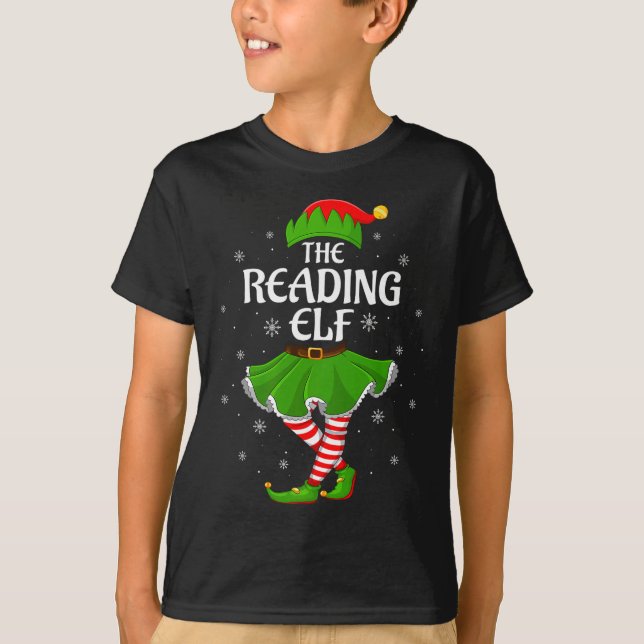 Reading Elf Christmas Family Girls Women Elf Squad T-Shirt (Front)