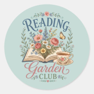 Reading Garden Club Cottagecore Floral Classic Round Sticker
