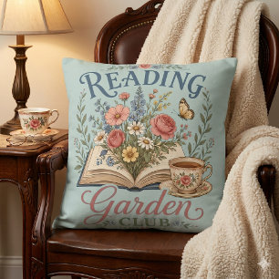 Reading Garden Club Cottagecore Floral Cushion