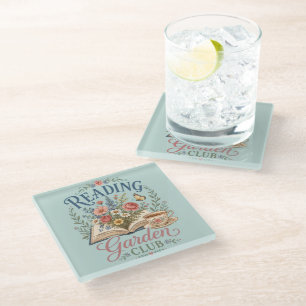 Reading Garden Club Cottagecore Floral Glass Coaster