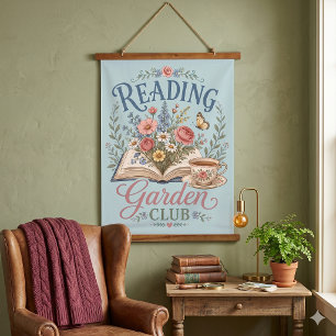 Reading Garden Club Cottagecore Floral Hanging Tapestry