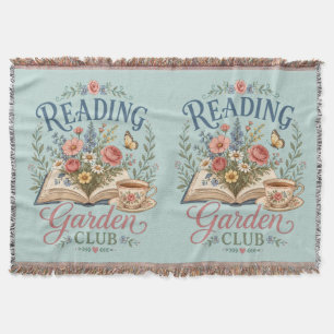 Reading Garden Club Cottagecore Floral Throw Blanket