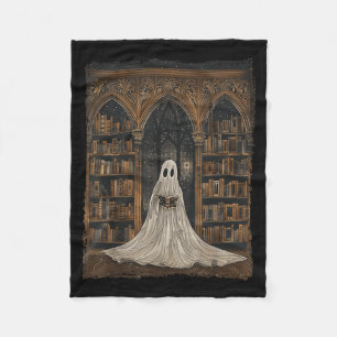 Reading Ghost Library Halloween Librarian Book Fleece Blanket