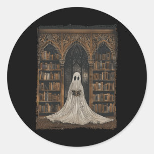 Reading Ghost Library Halloween Librarian Book Lov Classic Round Sticker