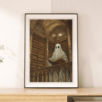 Reading Ghost Vintage Antique Books Library Art