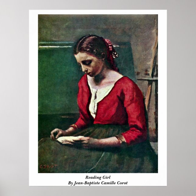 Reading Girl By Jean-Baptiste Camille Corot Poster (Front)