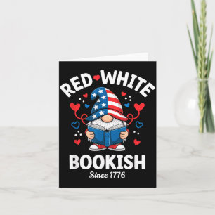 Reading Gnome Red White Bookish 4th of July Card
