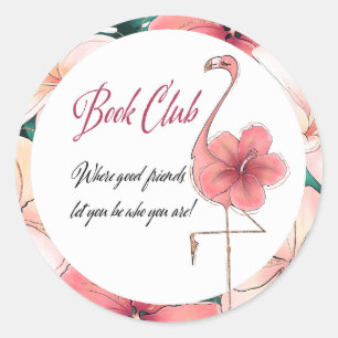 Reading Group Book Club Bibliophile Flamingo Pink Classic Round Sticker