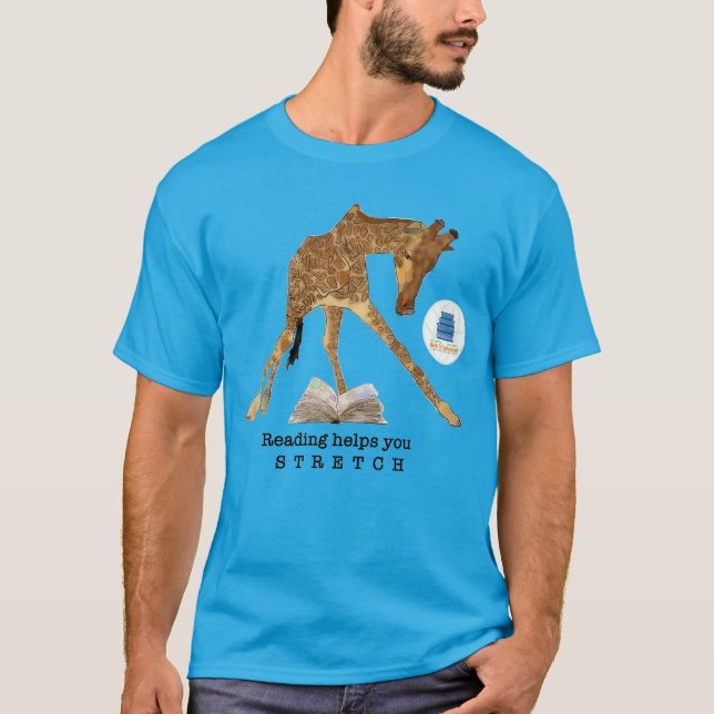 Reading Helps You STRETCH Giraffe T-shirt (Front)