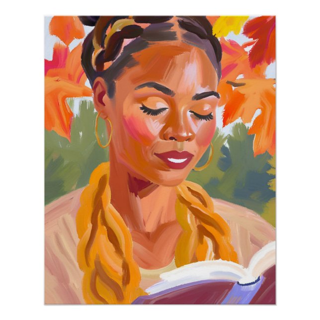 Reading in Harmony: African American Woman  Poster (Front)