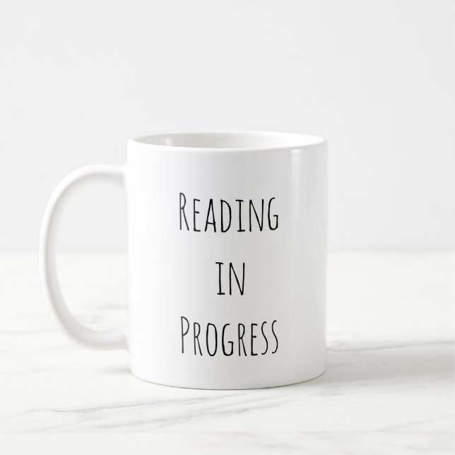 Reading in Progress Minimalist Book Lover  Coffee Mug (Left)