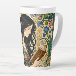 Reading in the Garden Art Nouveau Latte Mug