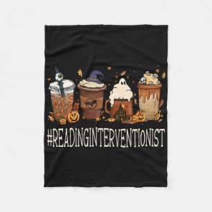 Reading Interventionist Horror Fall Coffee Hallowe Fleece Blanket