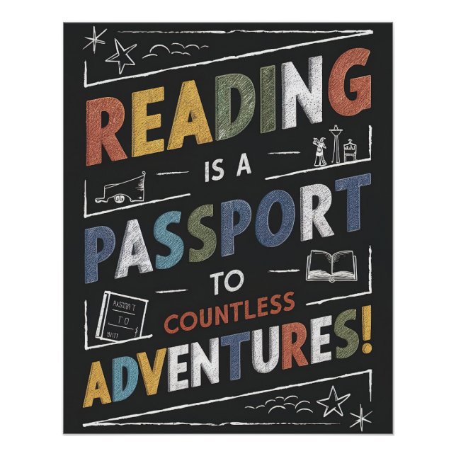 Reading Is a Passport to Countless Adventures Post Poster (Front)
