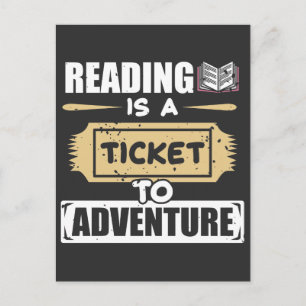 Reading is a Ticket to Adventure Library Reader Postcard