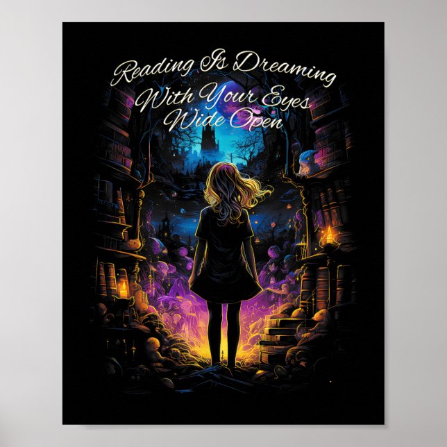 Reading Is Dreaming With Your Eyes Open Quote Book Poster (Front)