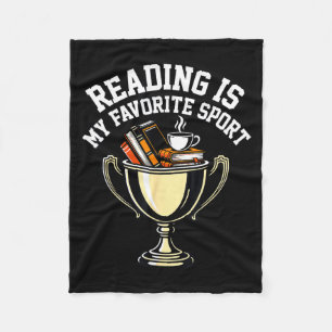 Reading is favorite sport books coffee trophy fleece blanket