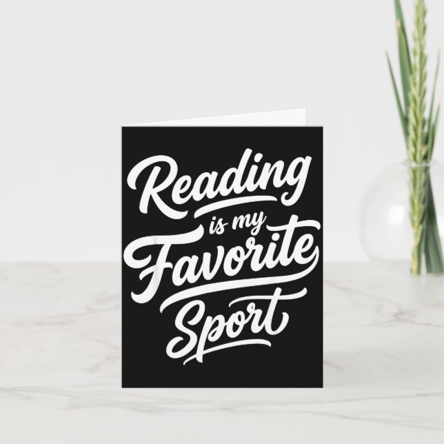 Reading is favourite sport for librarian bookworm card (Front)