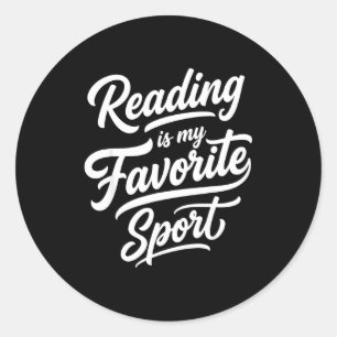 Reading is favourite sport for librarian bookworm classic round sticker