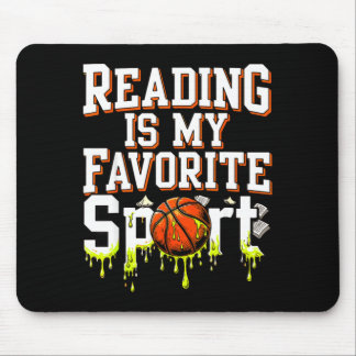 Reading is favourite sport funny basketball drip mouse mat