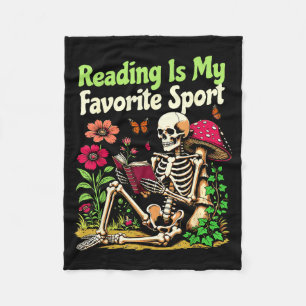 Reading is favourite sport funny cottagecore fleece blanket
