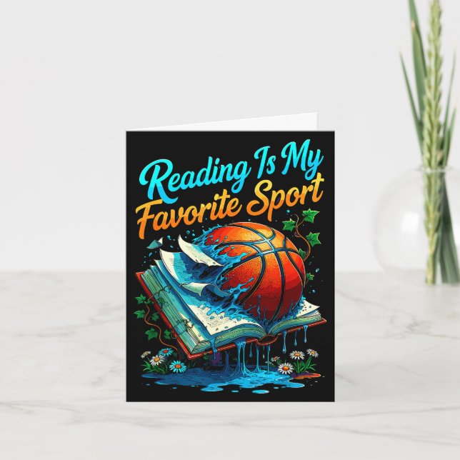 Reading is favourite sport funny cute animals card (Front)