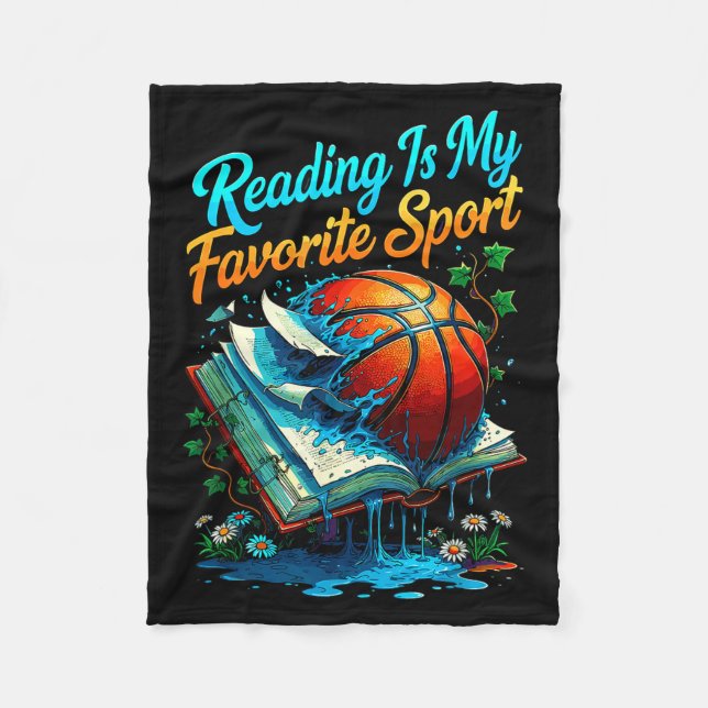 Reading is favourite sport funny cute animals fleece blanket (Front)