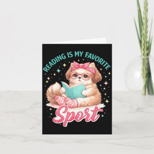 Reading is favourite sport funny saying cat and card