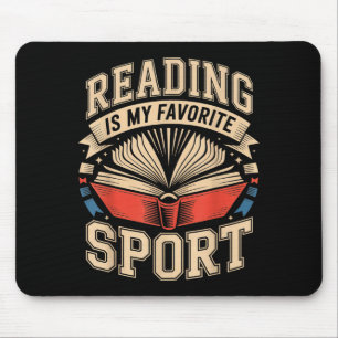 Reading is favourite sport women men funny book mouse mat