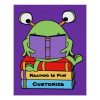 Reading Is Fun Cute Book Loving Alien