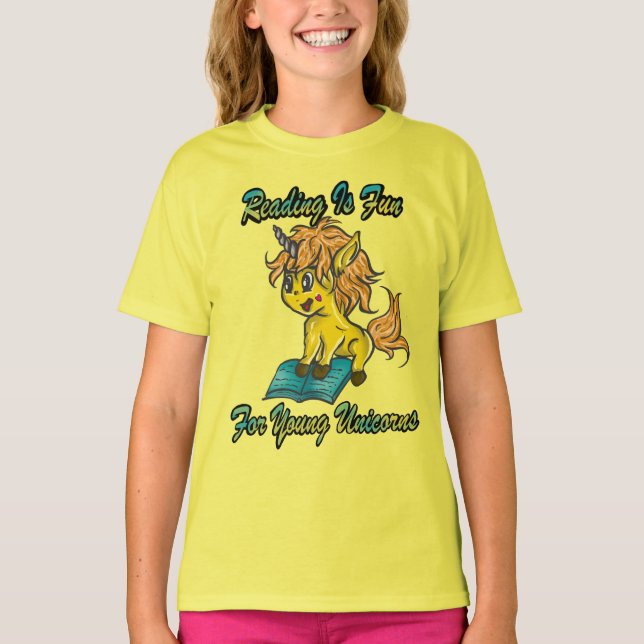 Reading Is Fun For Young Unicorns T-Shirt (Front)