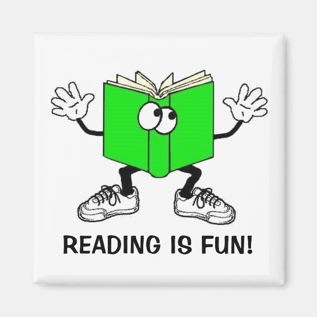 "Reading is Fun!" Fridge Magnet SQUARE (Front)