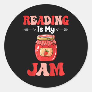 Reading is jam women funny love to read books boy classic round sticker