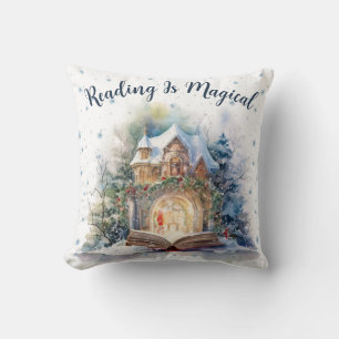 Reading is Magical Snowflake Design Cushion