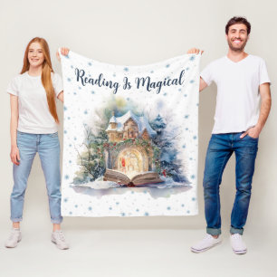 Reading is Magical Snowflake Design Fleece Blanket