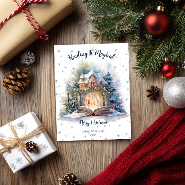 Reading is Magical Snowflake Design Holiday Card (Creator Uploaded)